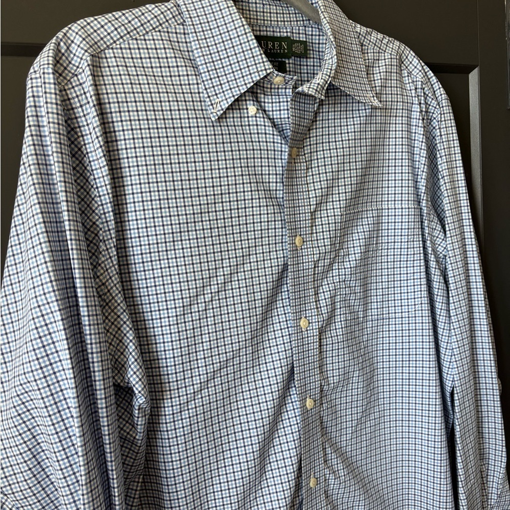Ralph Lauren Men's White and Blue Check Plaid Shirt - Picture 2 of 7
